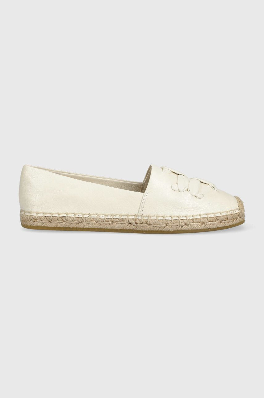 Tory Burch Kožené espadrilky Woven béžová farba na platforme 144042-164 - Pepit.sk