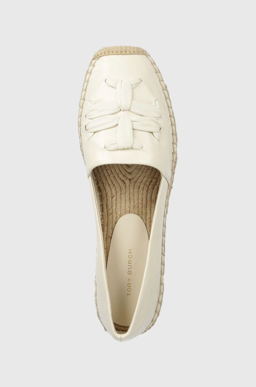 Tory Burch Kožené espadrilky Woven béžová farba na platforme 144042-164 - Pepit.sk