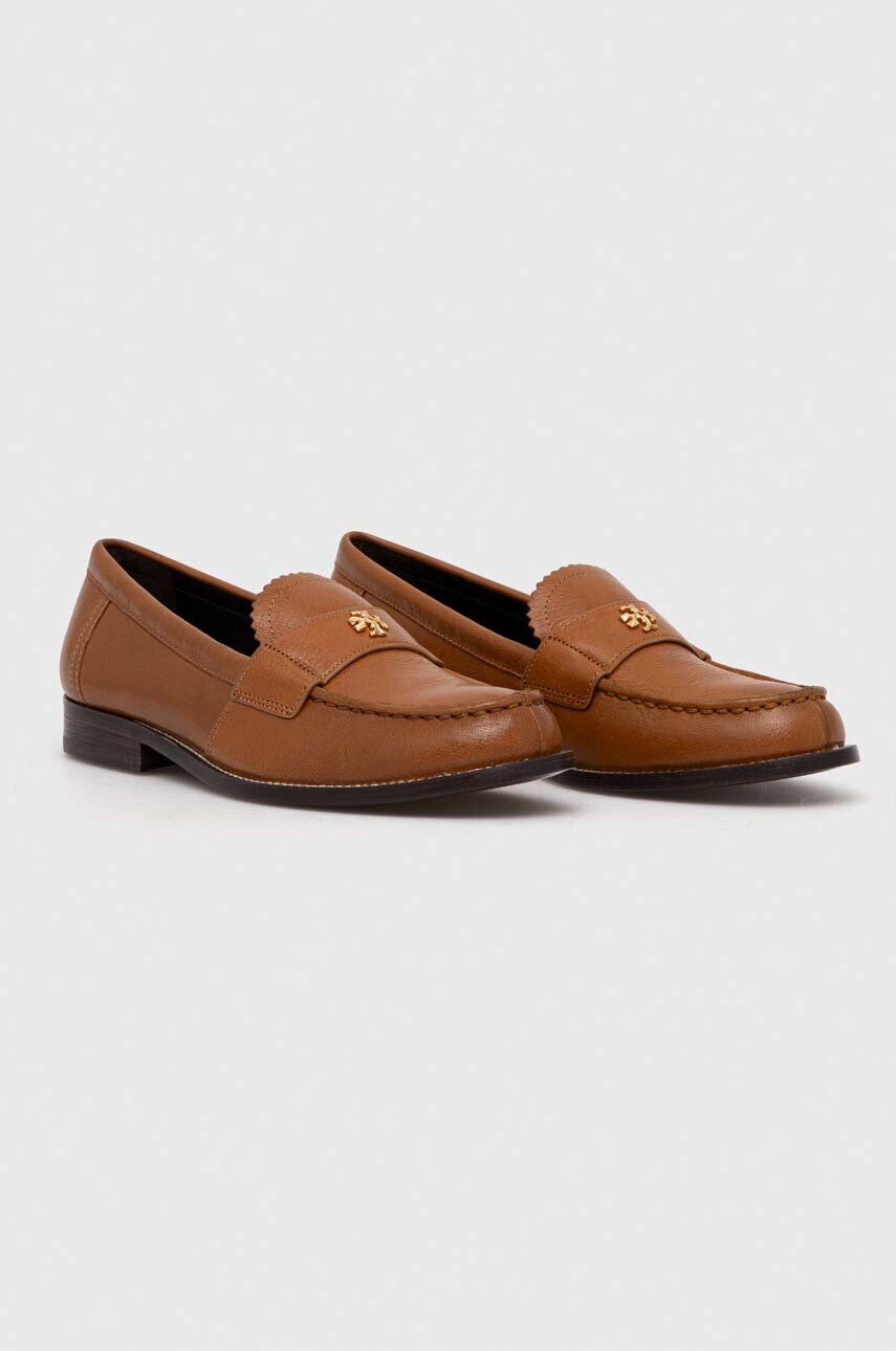 Tory Burch Kožené mokasíny CLASSIC LOAFER dámske hnedá farba na plochom podpätku 150907-250 - Pepit.sk