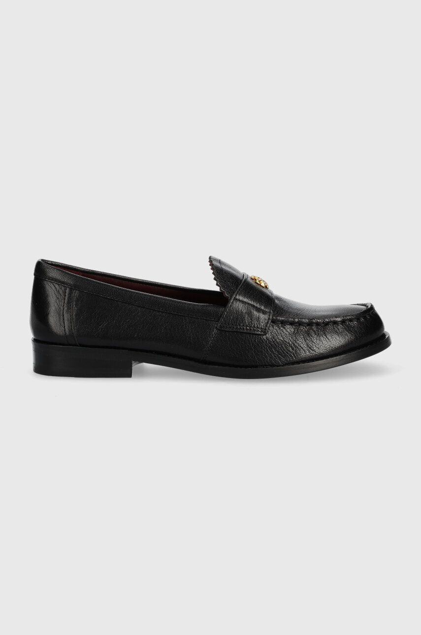 Tory Burch Kožené mokasíny CLASSIC LOAFER dámske čierna farba na plochom podpätku 150907-006 - Pepit.sk