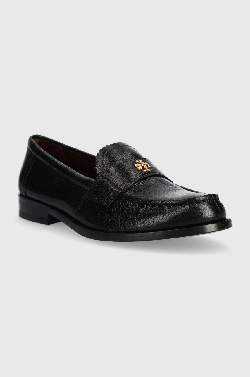 Tory Burch Kožené mokasíny CLASSIC LOAFER dámske čierna farba na plochom podpätku 150907-006 - Pepit.sk