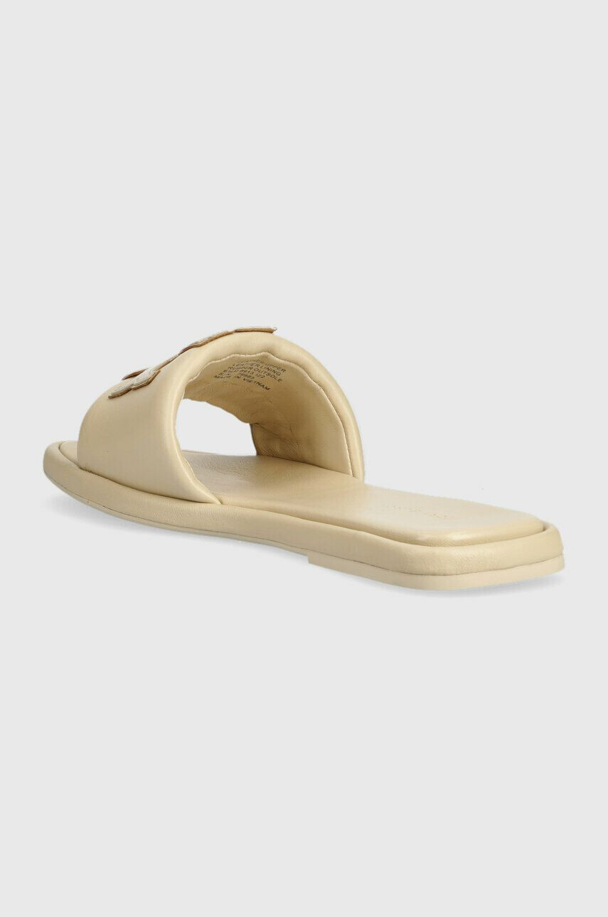 Tory Burch Kožené šľapky 79985-200 dámske béžová farba Double T Sport Slide - Pepit.sk