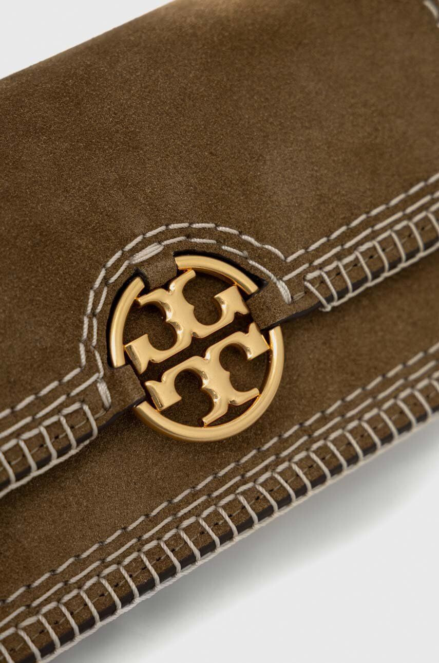 Tory Burch Semišová kabelka hnedá farba - Pepit.sk