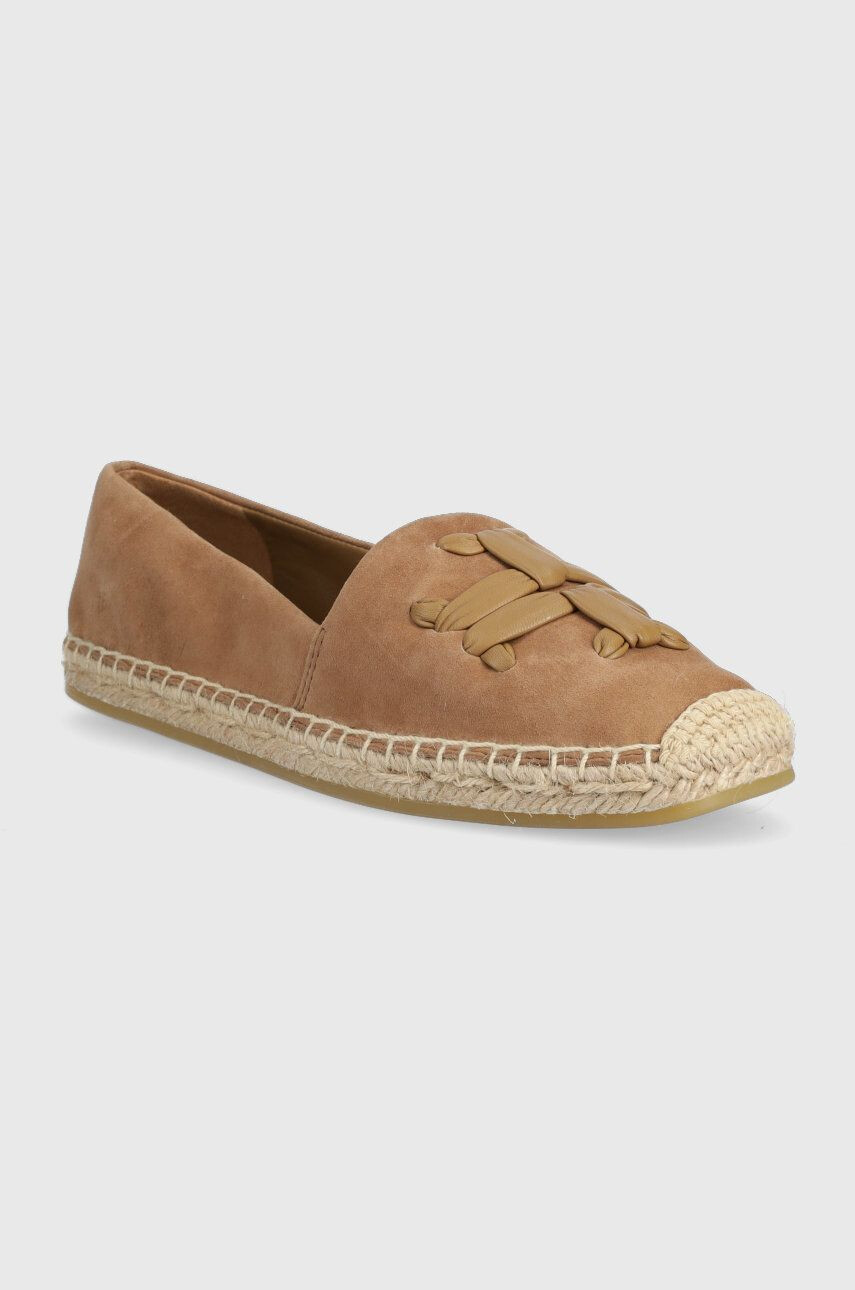 Tory Burch Semišové espadrilky Woven hnedá farba 143022-250 - Pepit.sk