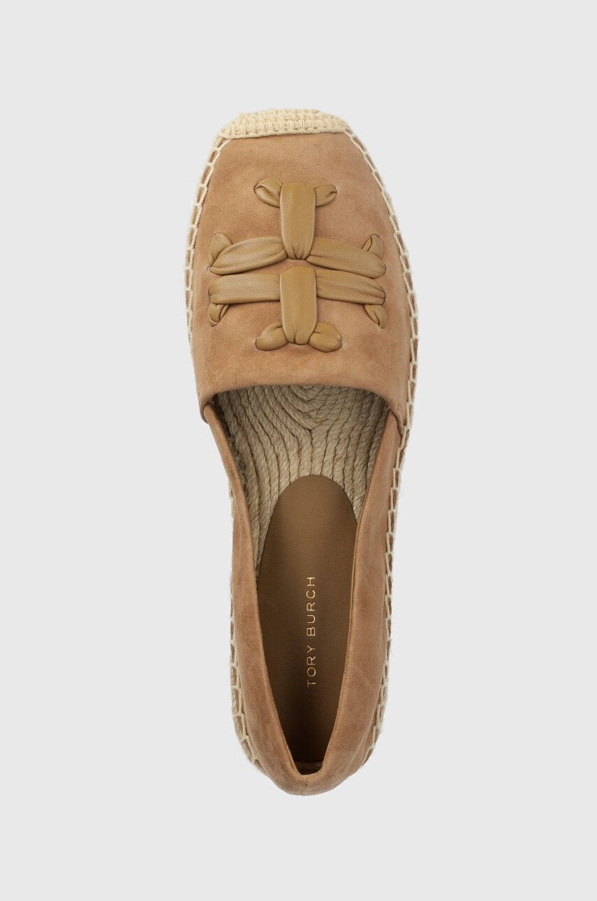 Tory Burch Semišové espadrilky Woven hnedá farba 143022-250 - Pepit.sk