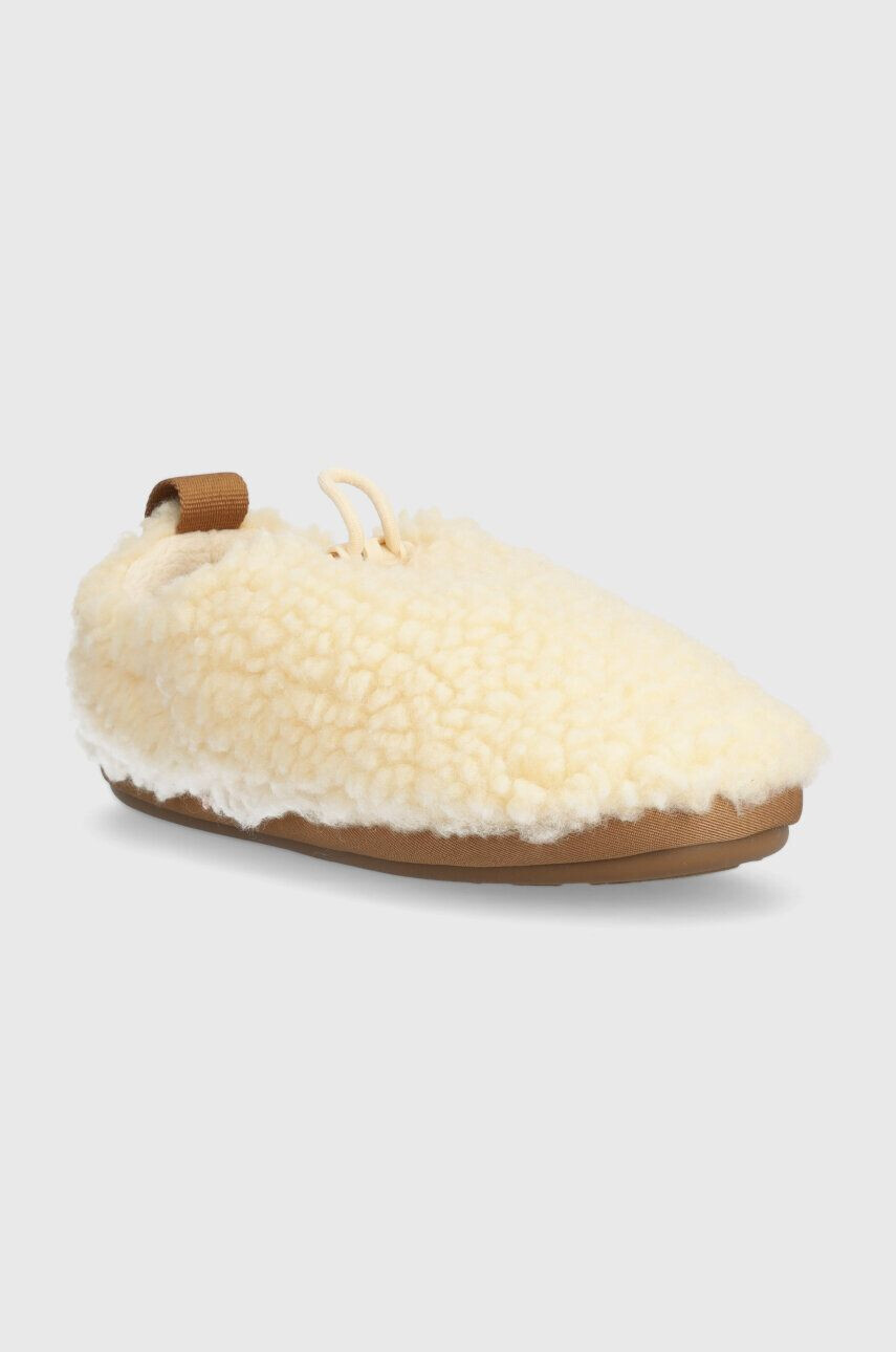 Ugg Detské papuče T PLUSHY SLIPPER béžová farba - Pepit.sk