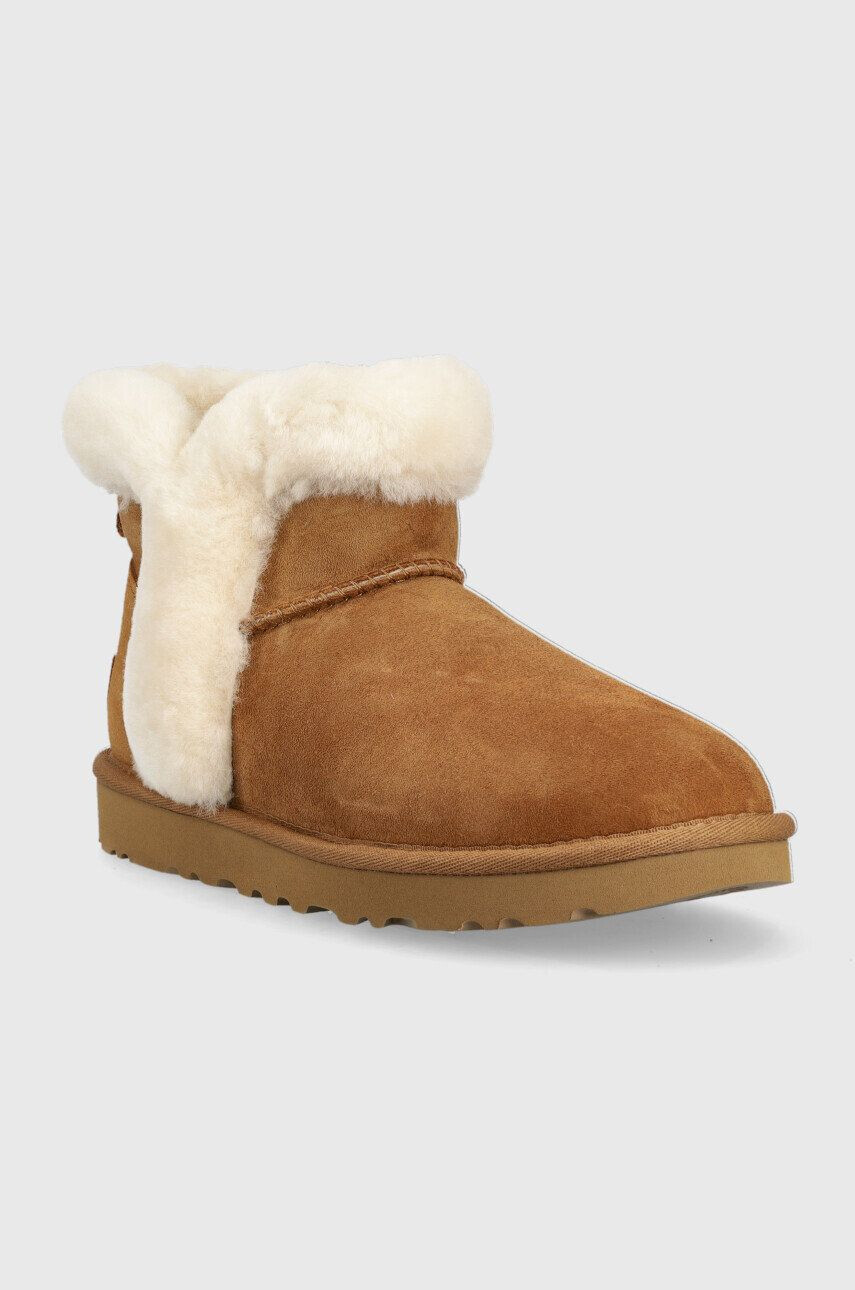 Ugg Semišové snehule W Classic Mini Heritage Fluff hnedá farba - Pepit.sk