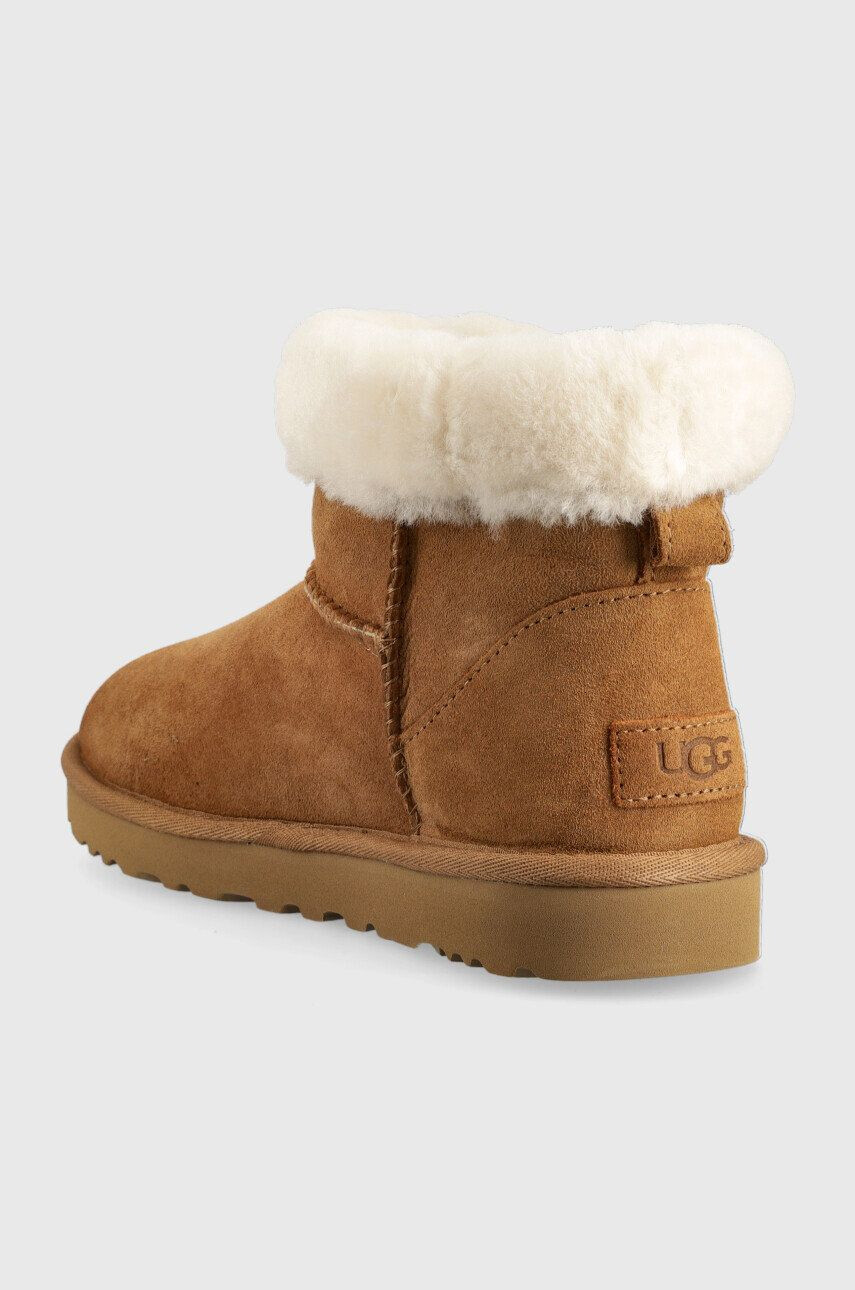 Ugg Semišové snehule W Classic Mini Heritage Fluff hnedá farba - Pepit.sk