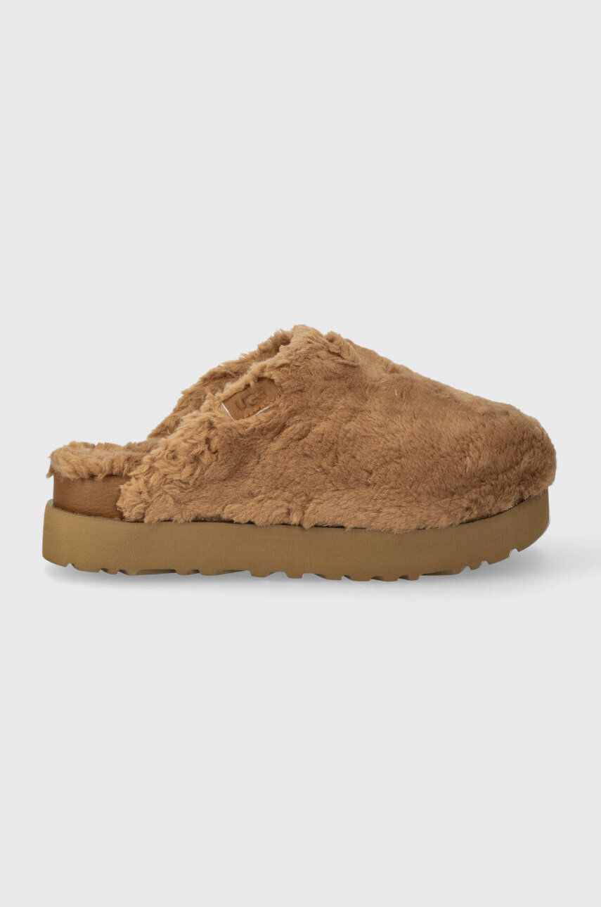 Ugg Vlnené papuče Fuzz Sugar Slide hnedá farba 1135132 - Pepit.sk