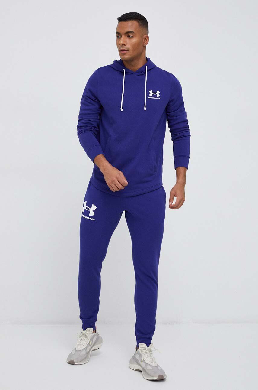 Under Armour Mikina pánska fialová farba s kapucňou s potlačou - Pepit.sk