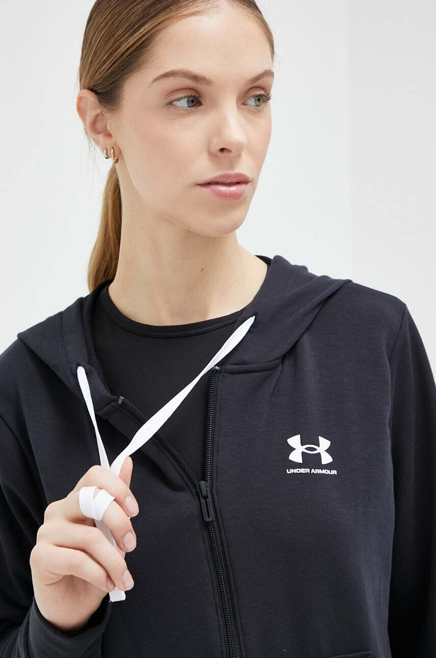 Under Armour Mikina dámska čierna farba s kapucňou s potlačou - Pepit.sk