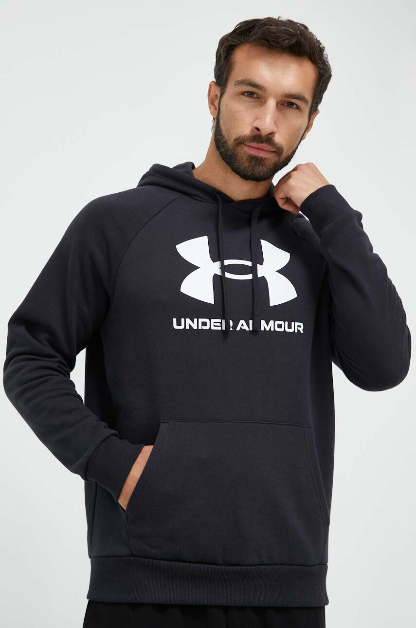 Under Armour Mikina pánska čierna farba s kapucňou s potlačou - Pepit.sk