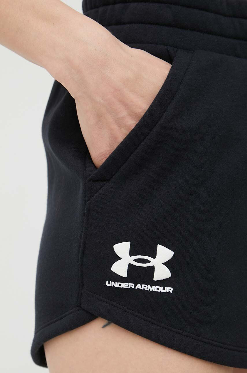 Under Armour Šortky Rival 1369858-001 dámske čierna farba jednofarebné stredne vysoký pás - Pepit.sk