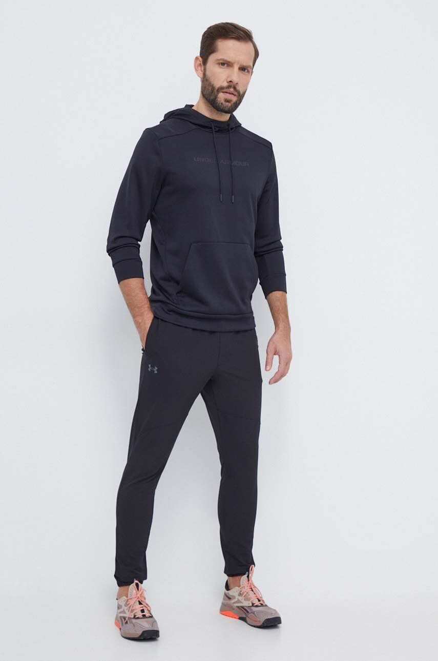 Under Armour Tréningová mikina čierna farba s kapucňou s potlačou - Pepit.sk