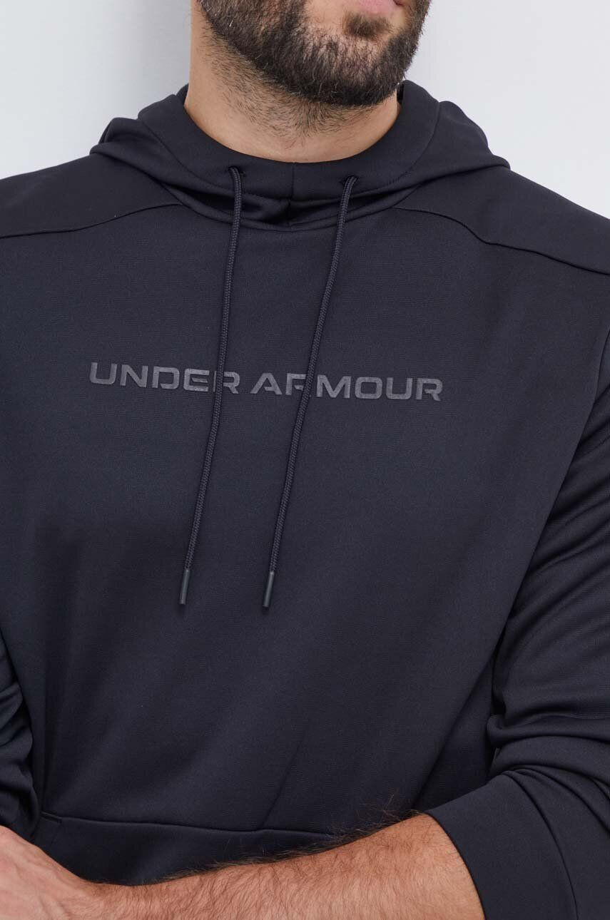 Under Armour Tréningová mikina čierna farba s kapucňou s potlačou - Pepit.sk