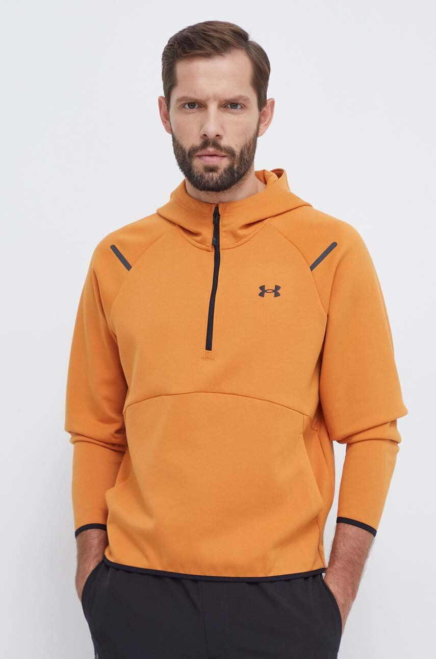 Under Armour Tréningová mikina Unstoppable oranžová farba s kapucňou jednofarebná - Pepit.sk