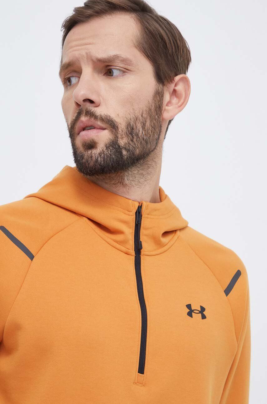 Under Armour Tréningová mikina Unstoppable oranžová farba s kapucňou jednofarebná - Pepit.sk