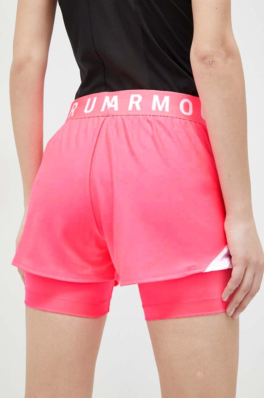 Under Armour Tréningové šortky 1360939-698 dámske ružová farba jednofarebné vysoký pás - Pepit.sk