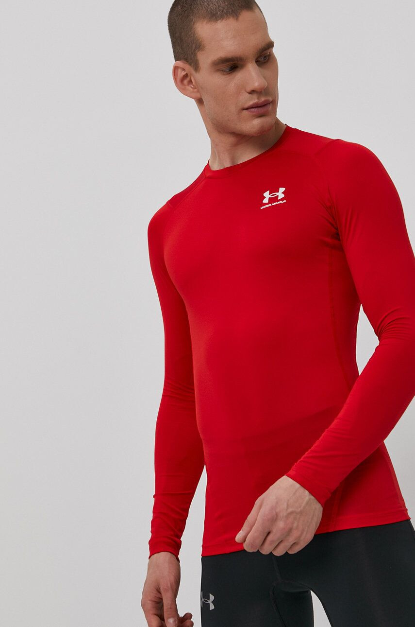 Under Armour Tréningové tričko s dlhým rukávom červená farba jednofarebný - Pepit.sk