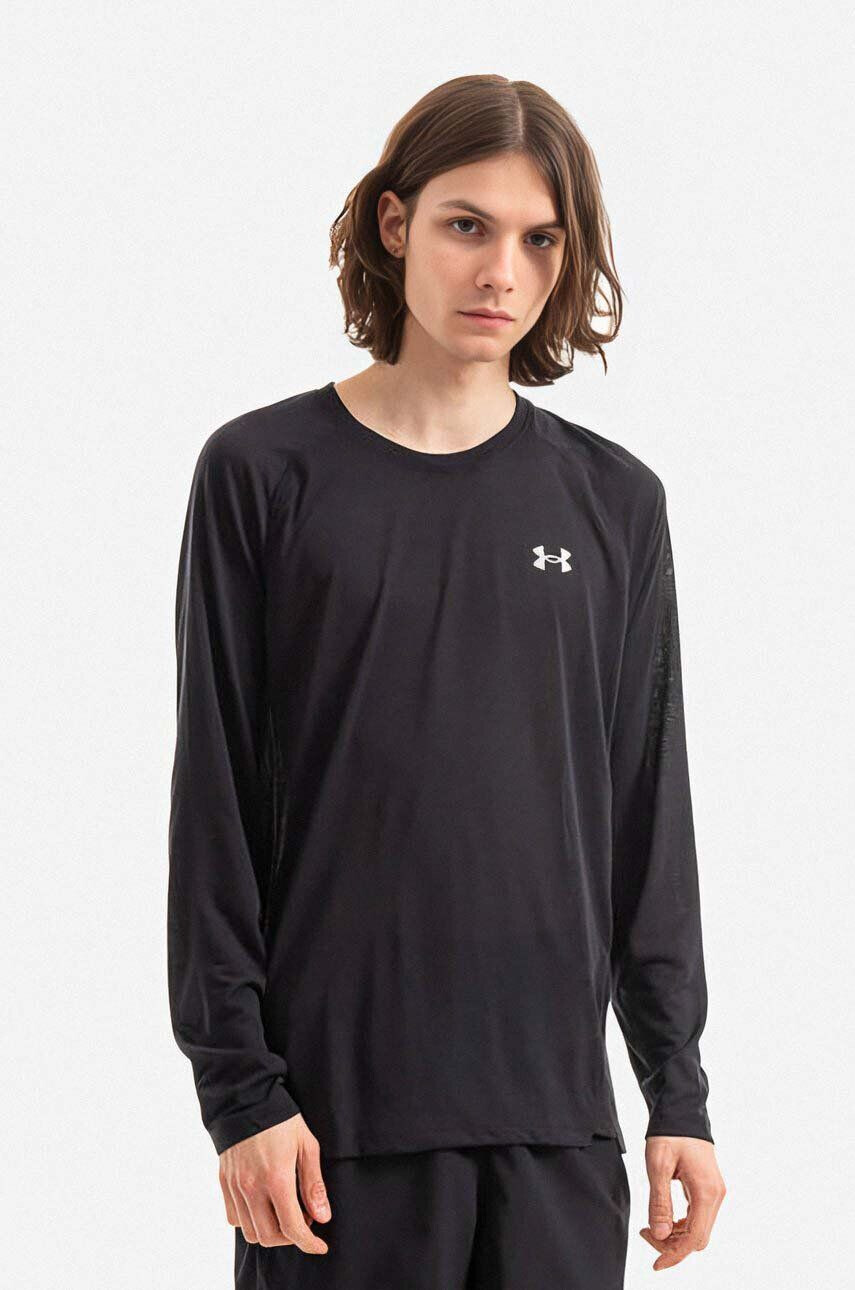 Under Armour Tričko s dlhým rukávom Streaker Longsleeve 1370322-001 pánske čierna farba jednofarebné - Pepit.sk