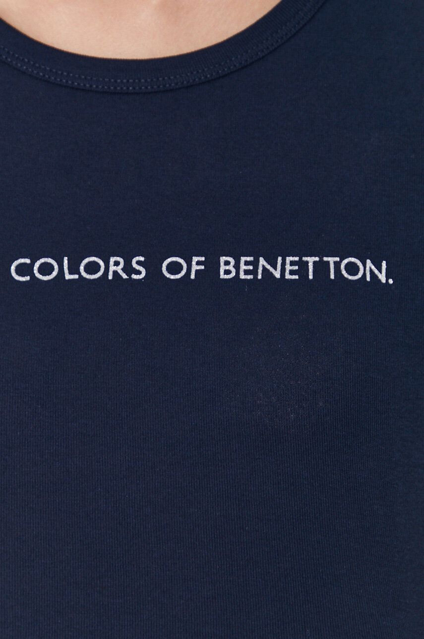 United Colors of Benetton Bavlnené tričko s dlhým rukávom tmavomodrá farba - Pepit.sk