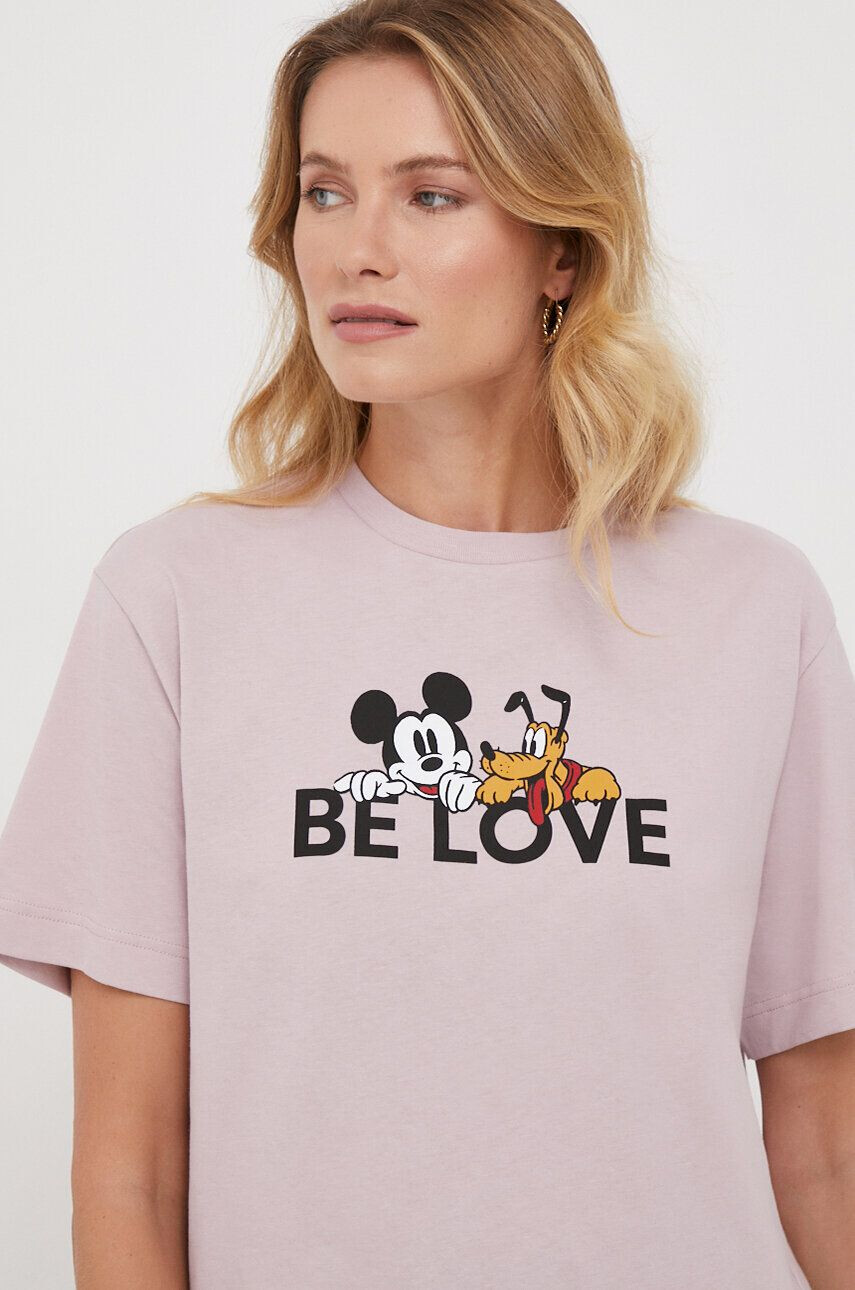 United Colors of Benetton Bavlnené tričko x Disney ružová farba s potlačou - Pepit.sk