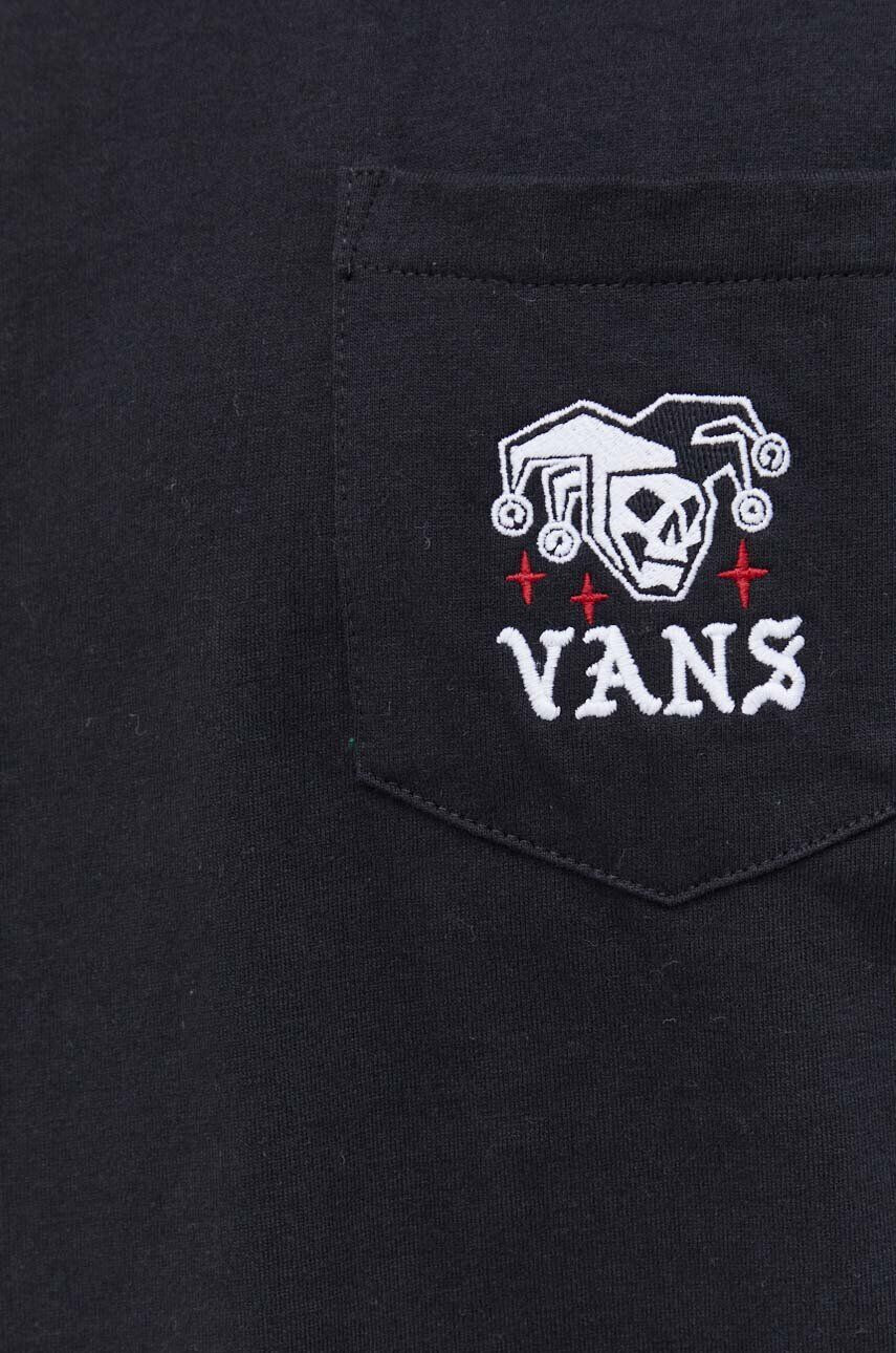 Vans Bavlnené tričko čierna farba s nášivkou - Pepit.sk