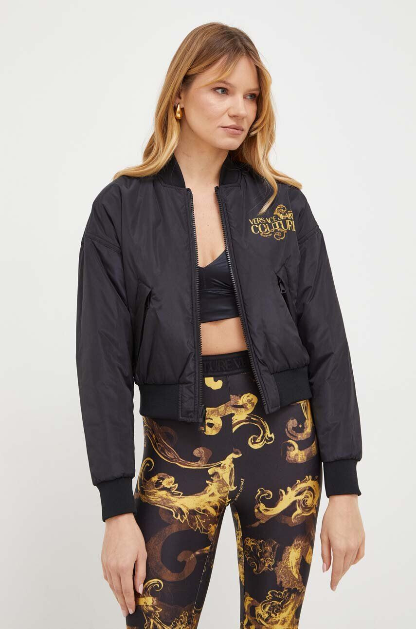 Versace Jeans Couture Obojstranná bunda bomber dámska čierna farba prechodná oversize - Pepit.sk