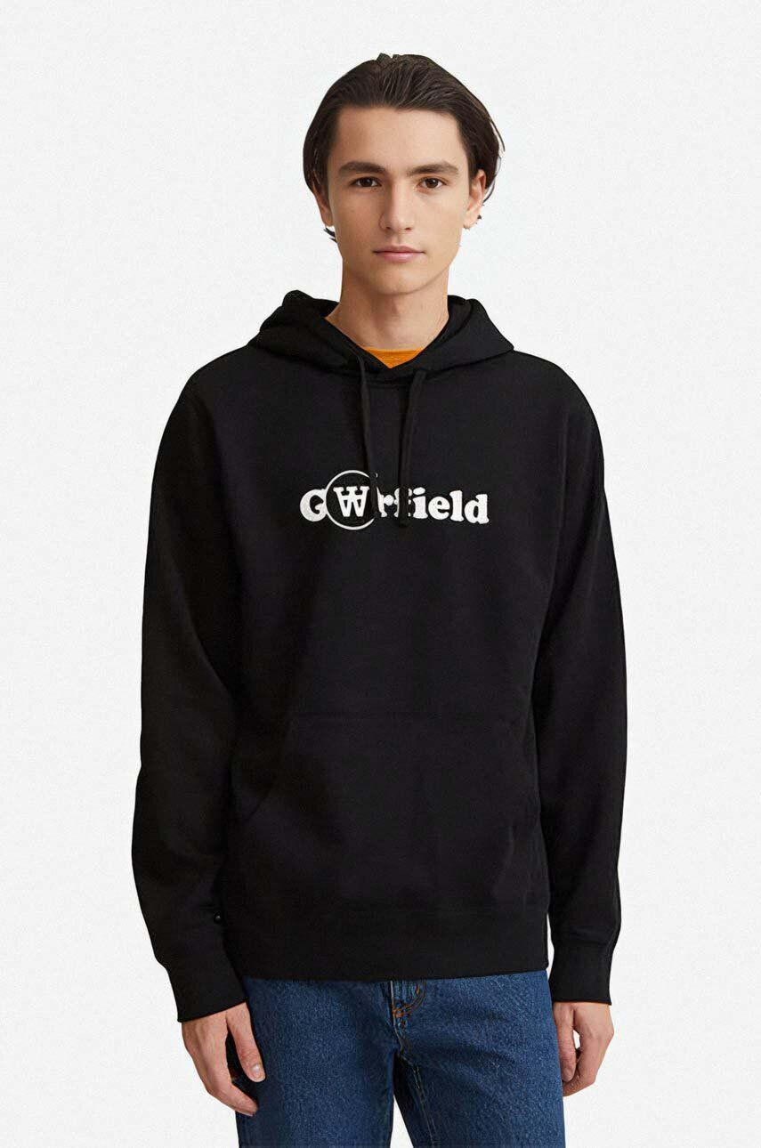 Wood Wood Bavlnená mikina Wood X Garfield Ian Hoodie Hanging 30045601-2424 BLACK pánska čierna farba s kapucňou s potlačou - Pepit.sk