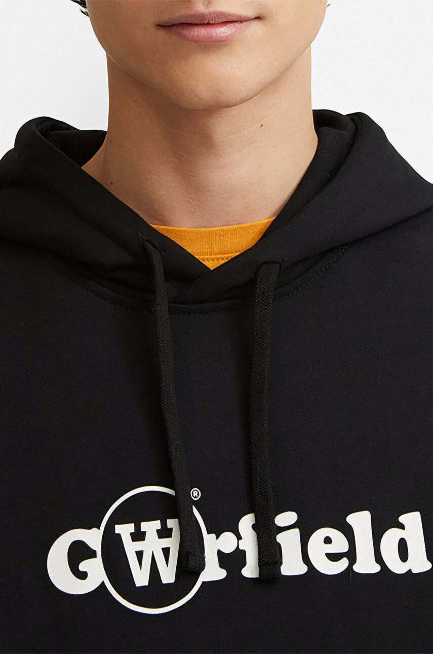 Wood Wood Bavlnená mikina Wood X Garfield Ian Hoodie Hanging 30045601-2424 BLACK pánska čierna farba s kapucňou s potlačou - Pepit.sk