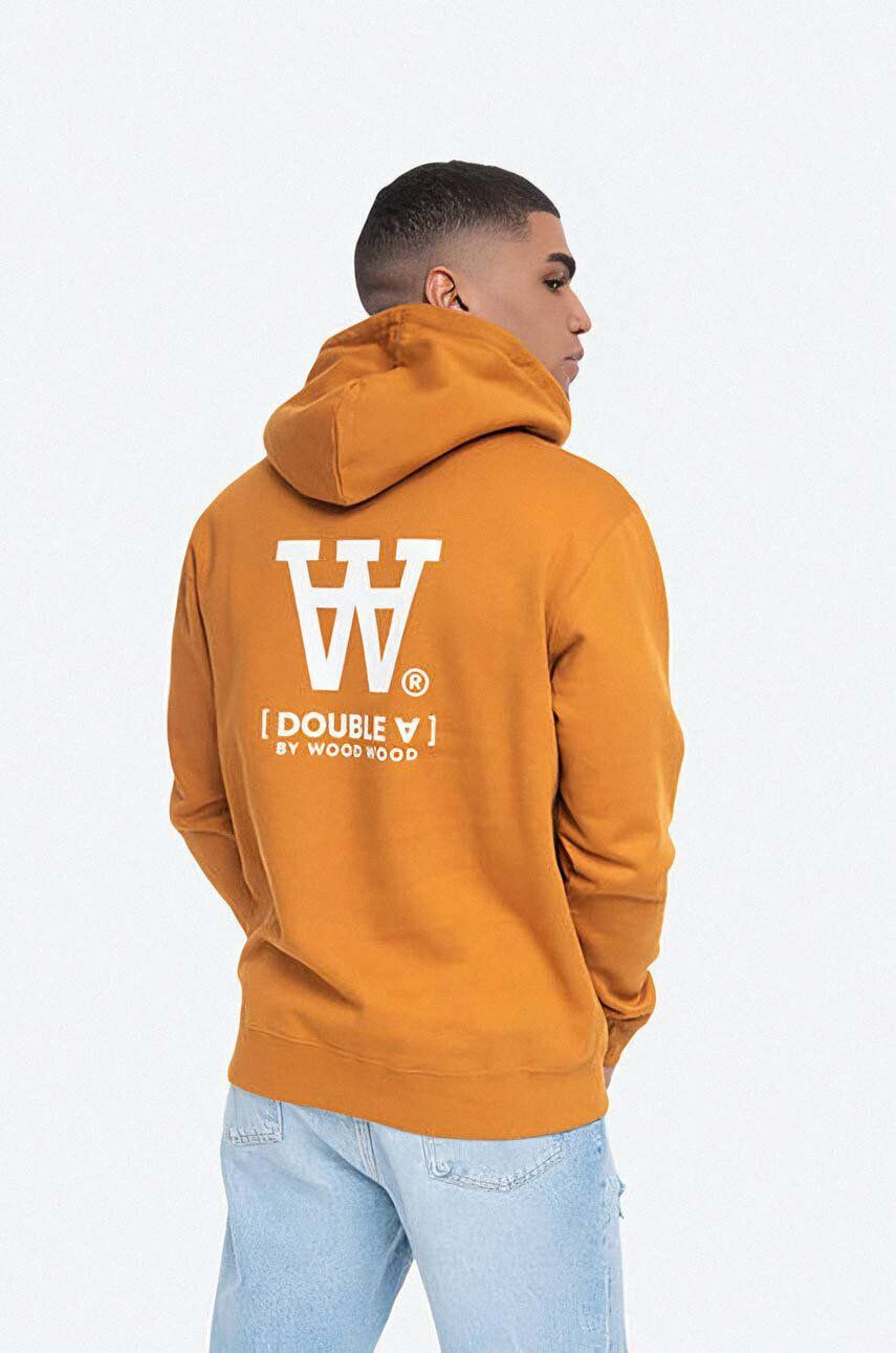 Wood Wood Mikina Ian Hoodie Camel 10025605.2424 pánska bordová farba s kapucňou s potlačou - Pepit.sk