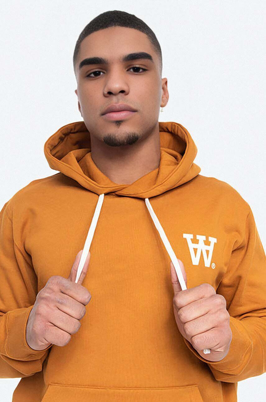 Wood Wood Mikina Ian Hoodie Camel 10025605.2424 pánska bordová farba s kapucňou s potlačou - Pepit.sk