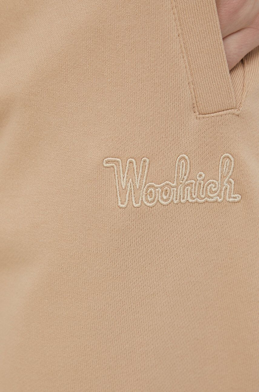 Woolrich Bavlnené nohavice CFWWTR0120FRUT3024-3989 dámske béžová farba jednofarebné - Pepit.sk