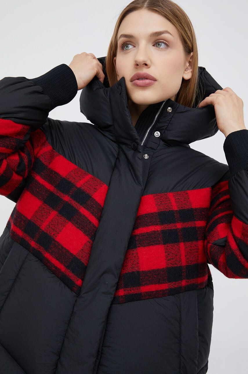 Woolrich Páperová bunda dámska čierna farba zimná oversize - Pepit.sk