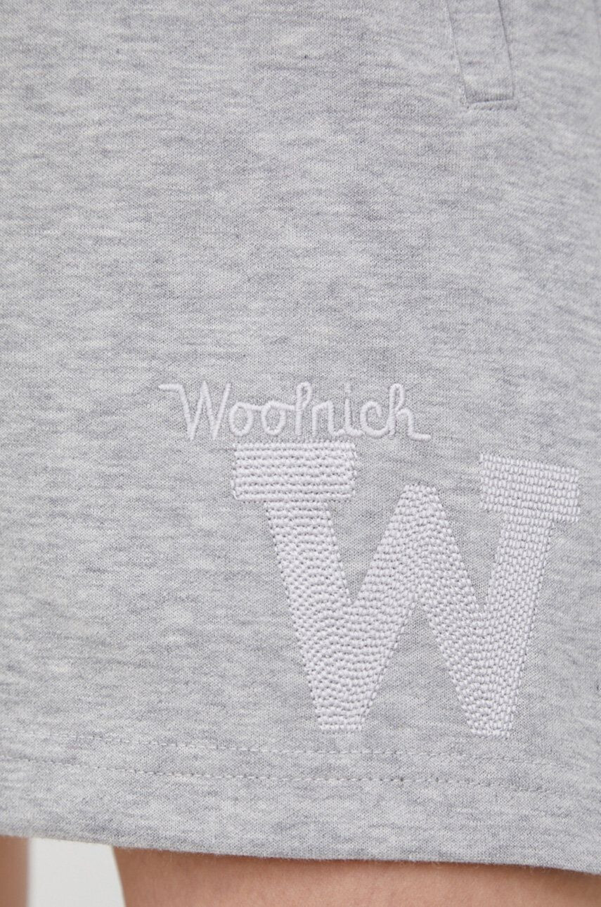 Woolrich Šortky CFWWSH0016FRUT2978-3989 dámske šedá farba jednofarebné vysoký pás - Pepit.sk