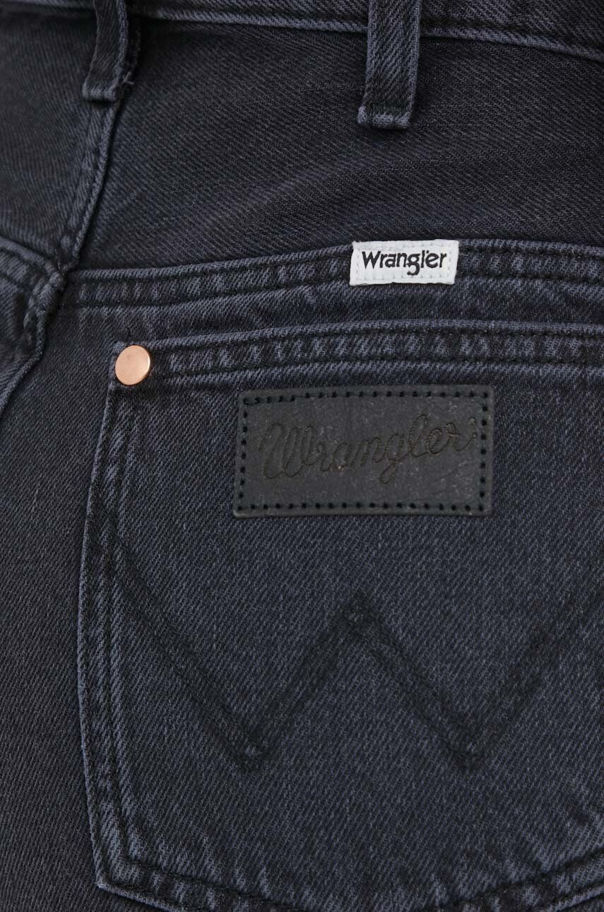 Wrangler Rifľové krátke nohavice dámske čierna farba jednofarebné vysoký pás - Pepit.sk