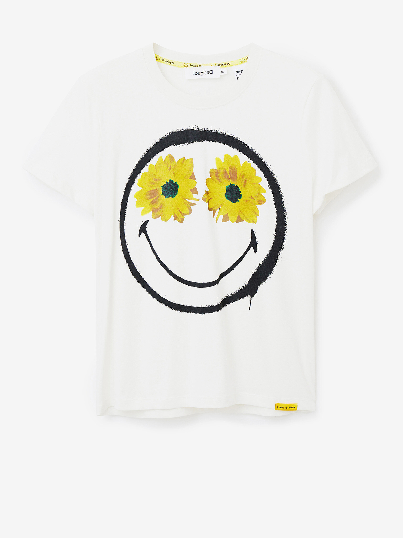 Desigual Margarita Smiley Tričko Biela - Pepit.sk