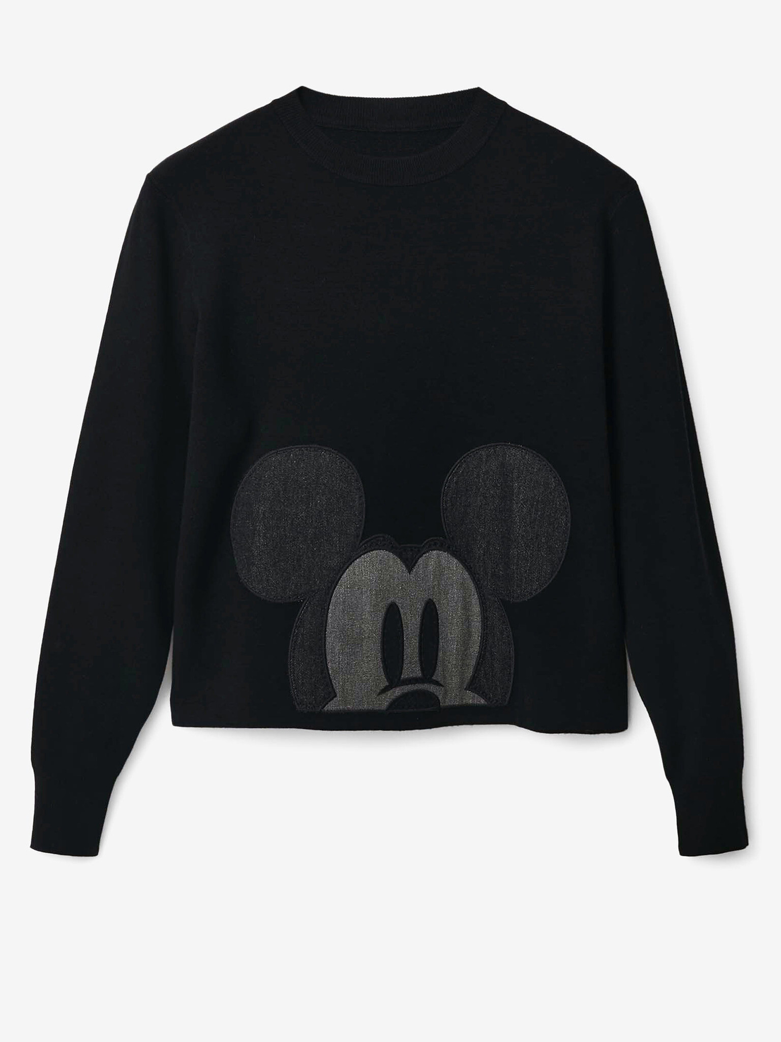 Desigual Mickey Patch Denim Sveter Čierna - Pepit.sk