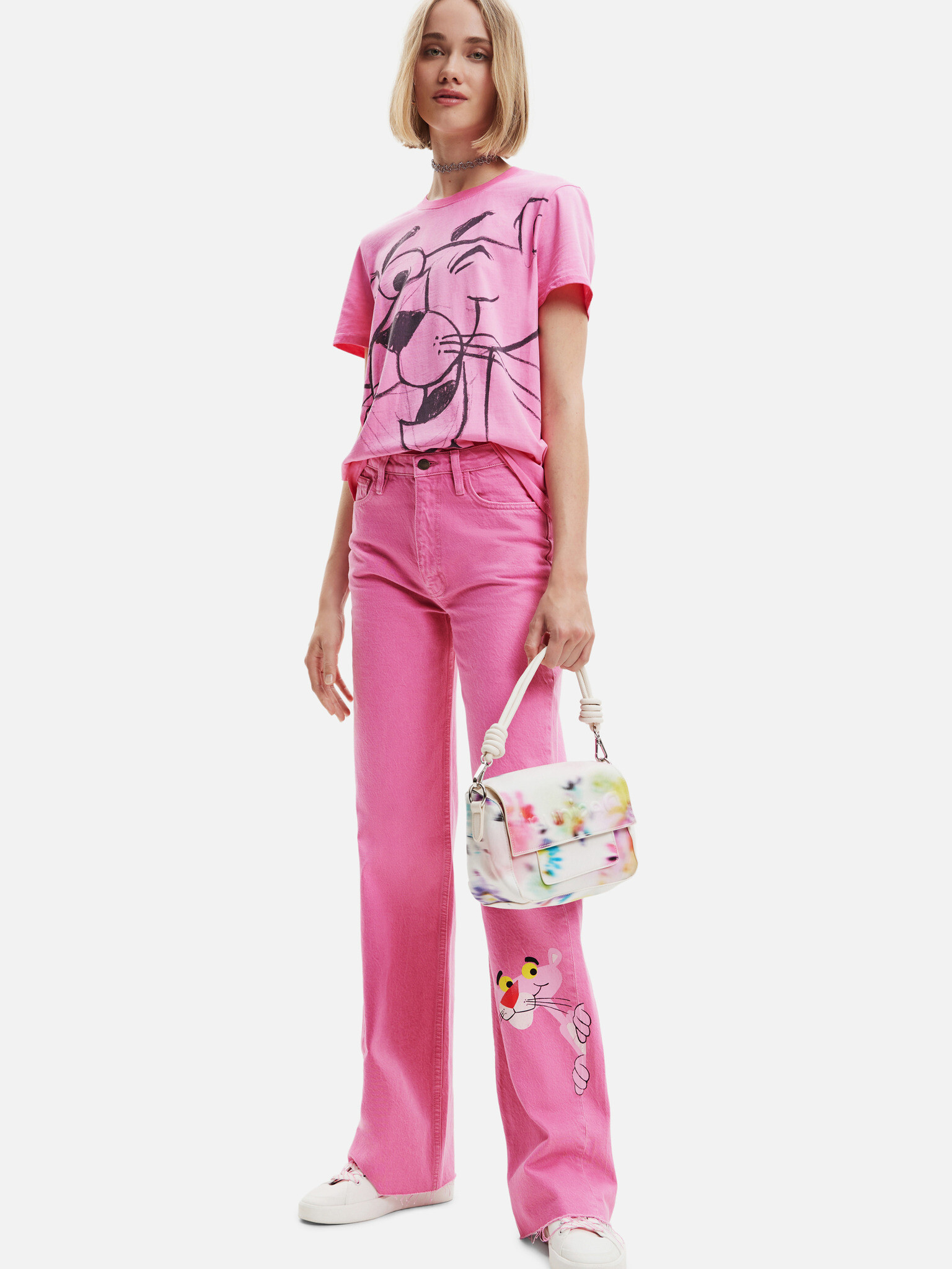 Desigual Pink Panther Smile Tričko Ružová - Pepit.sk