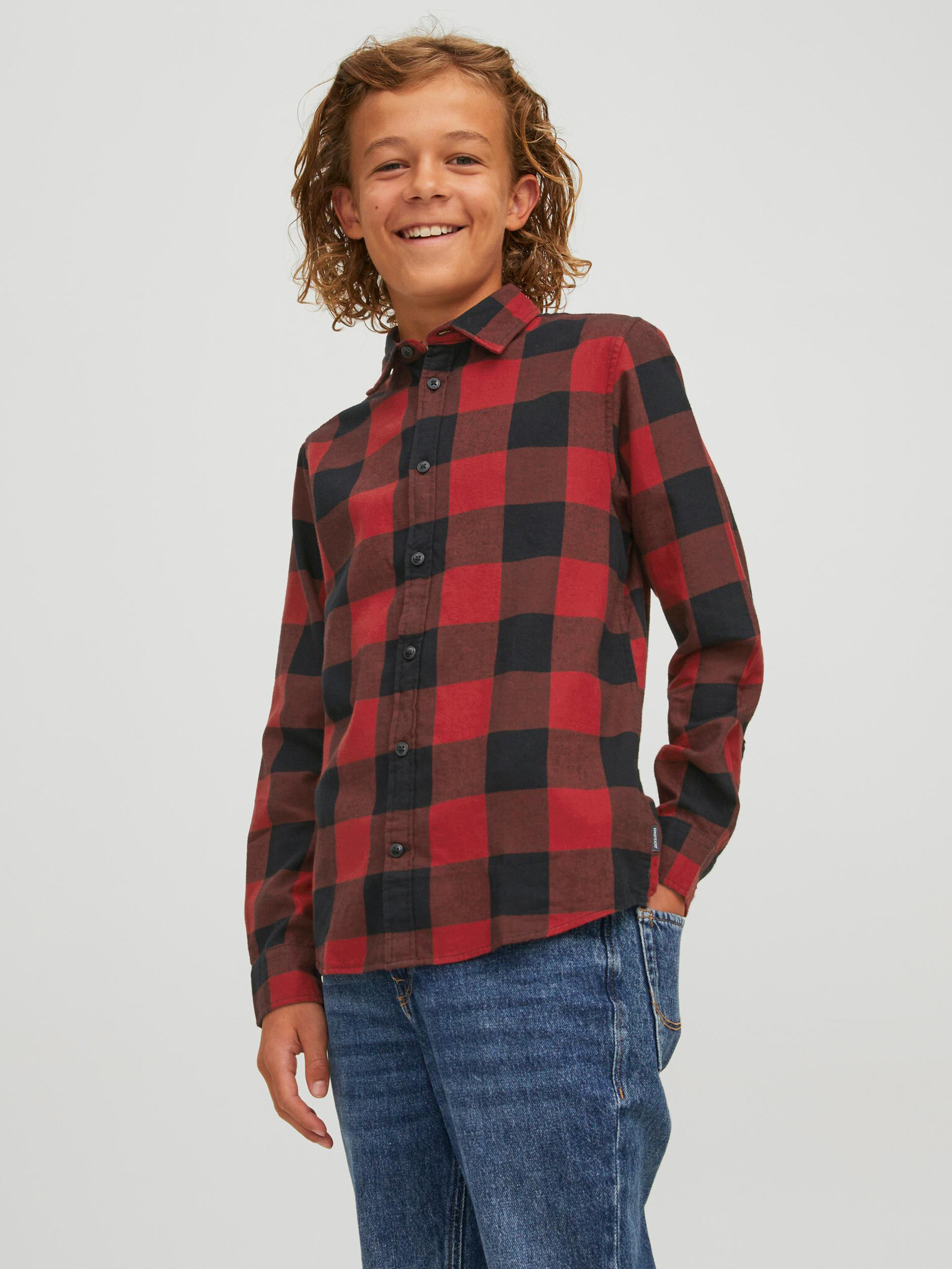 Jack & Jones Gingham Košeľa detská Červená - Pepit.sk