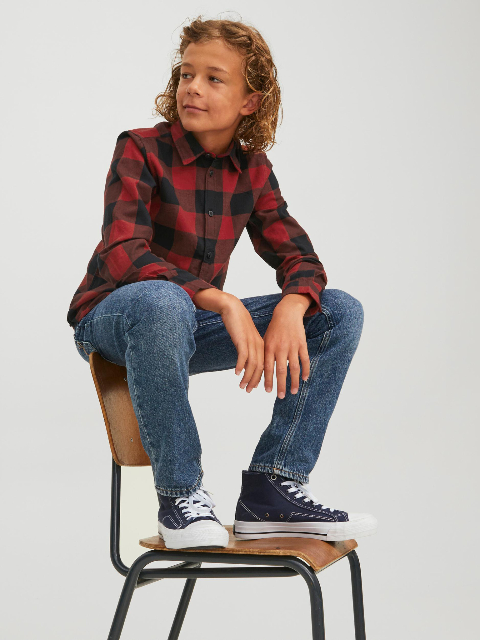 Jack & Jones Gingham Košeľa detská Červená - Pepit.sk