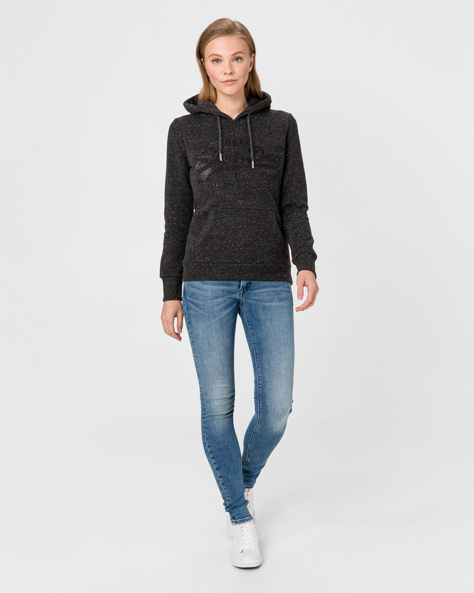 SuperDry Tonal Embossed Mikina Čierna - Pepit.sk