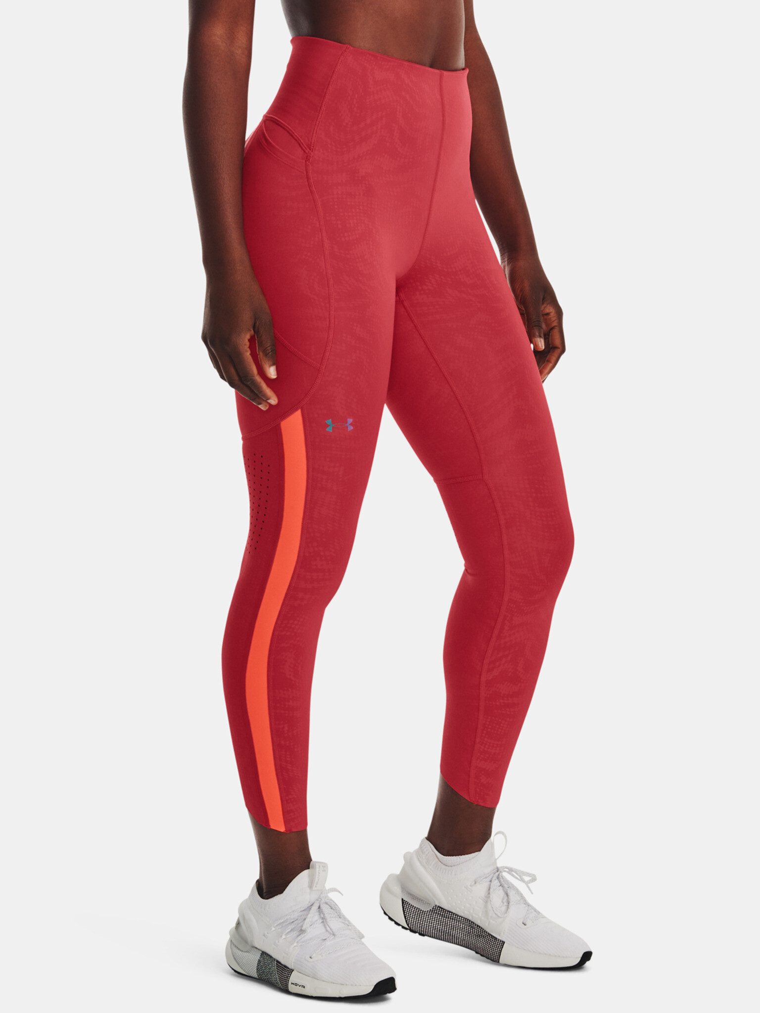 Under Armour UA Rush Legging Emboss Perf Legíny Červená - Pepit.sk