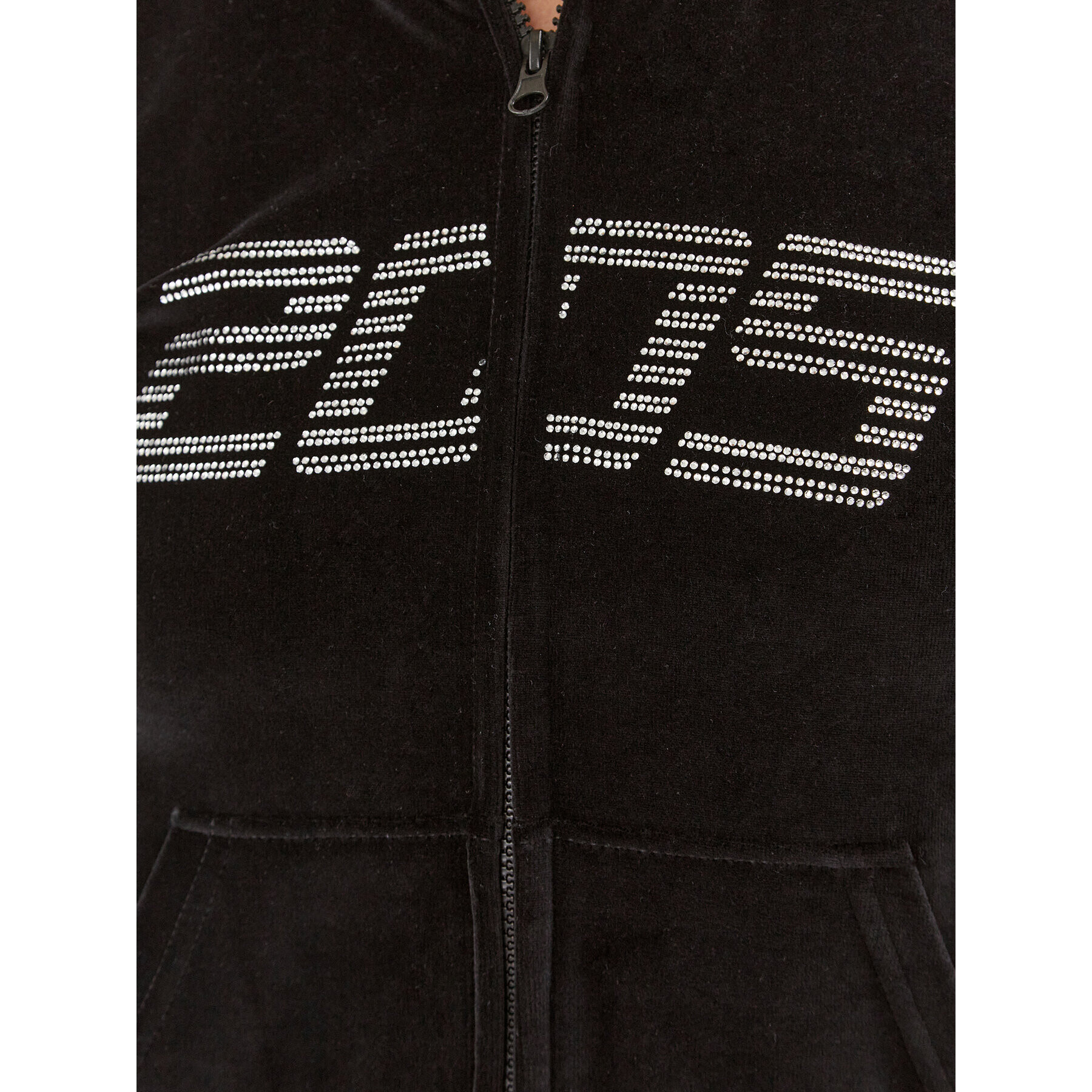 2005 Mikina Velour Zip Hoodie Čierna Regular Fit - Pepit.sk