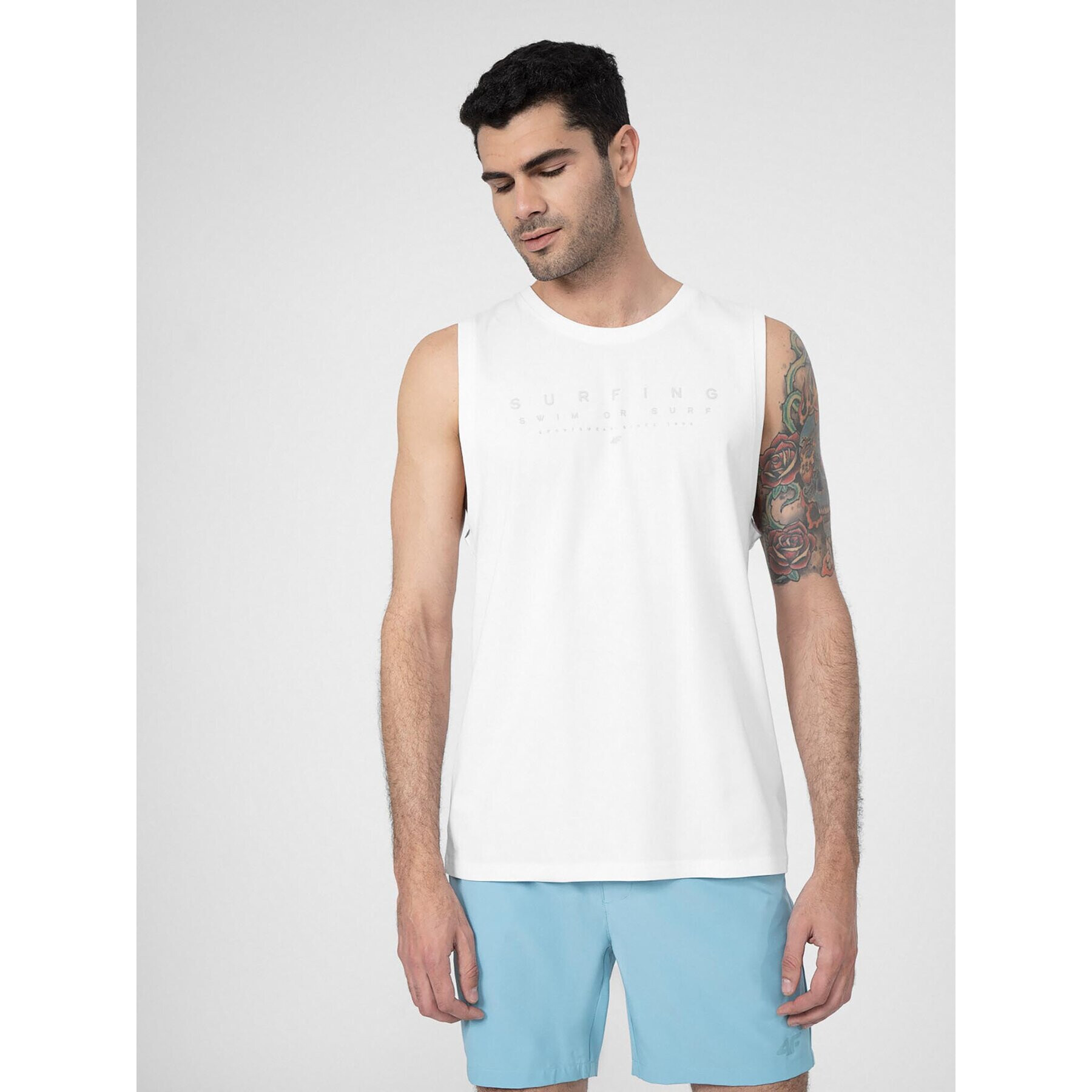 4F Tank top SS23TTSHM368 Biela Regular Fit - Pepit.sk