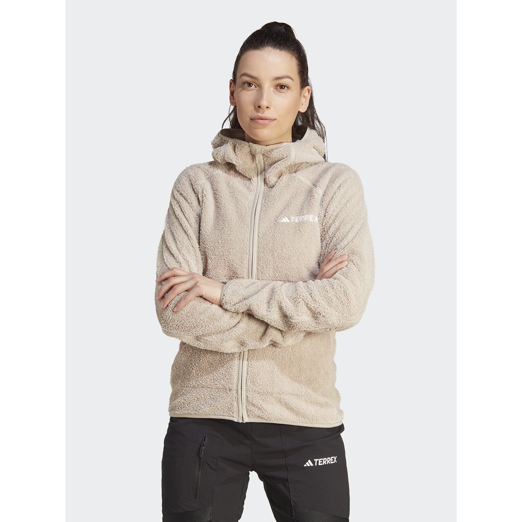 adidas Fleecová mikina Terrex Techrock Reversible High-Pile-Fleece IB1862 Béžová Slim Fit - Pepit.sk