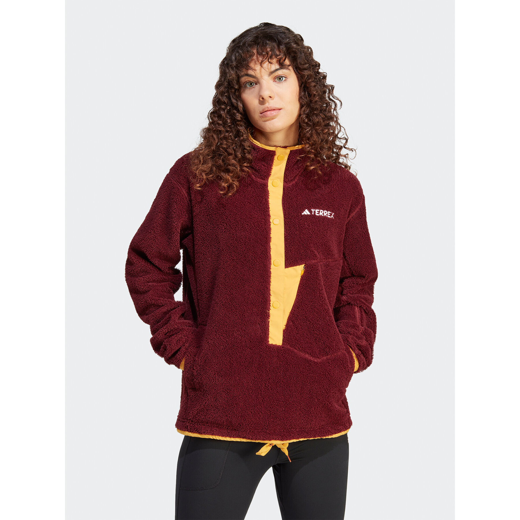 adidas Fleecová mikina Terrex XPLORIC High-Pile-Fleece IN3105 Bordová Regular Fit - Pepit.sk