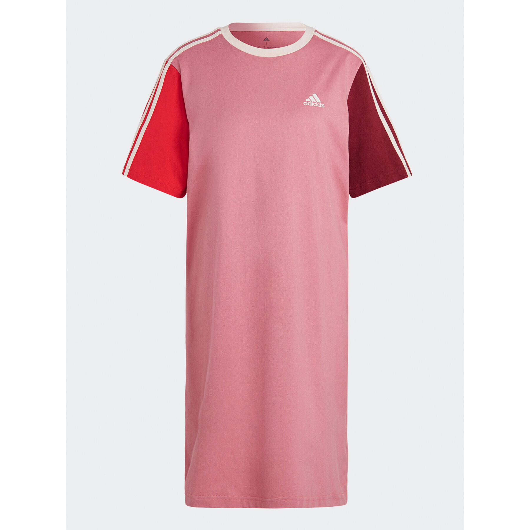 adidas Každodenné šaty Essentials 3-Stripes Single Jersey Boyfriend Tee Dress IC1461 Ružová Loose Fit - Pepit.sk