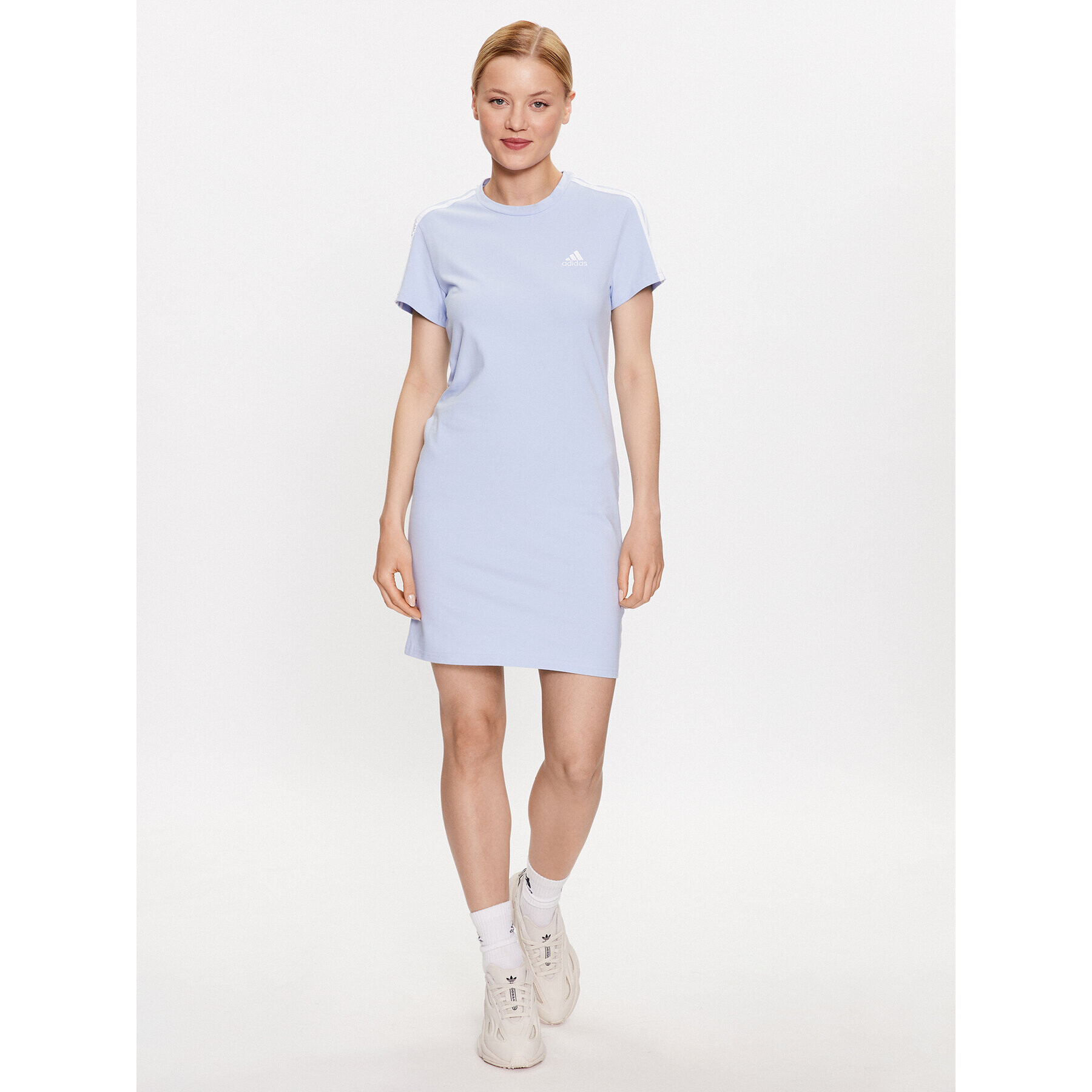 adidas Každodenné šaty Essentials 3-Stripes Tee Dress IC9885 Modrá Fitted Fit - Pepit.sk