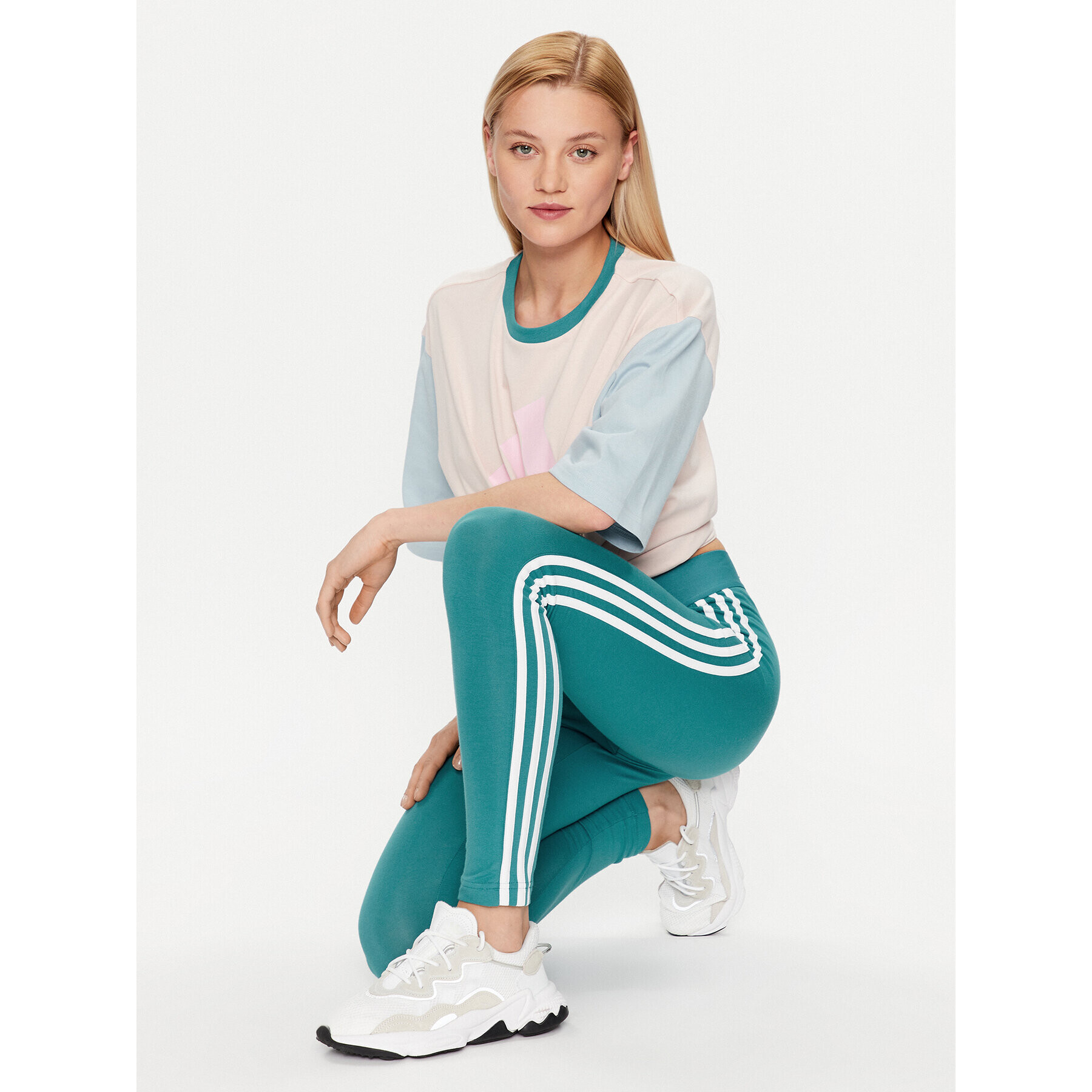 adidas Legíny 3 Stripes Leggings IM2851 Tyrkysová - Pepit.sk